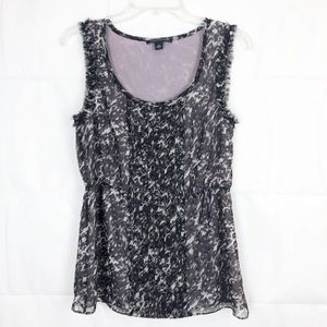 Banana Republic gray and mauve sleeveless blouse